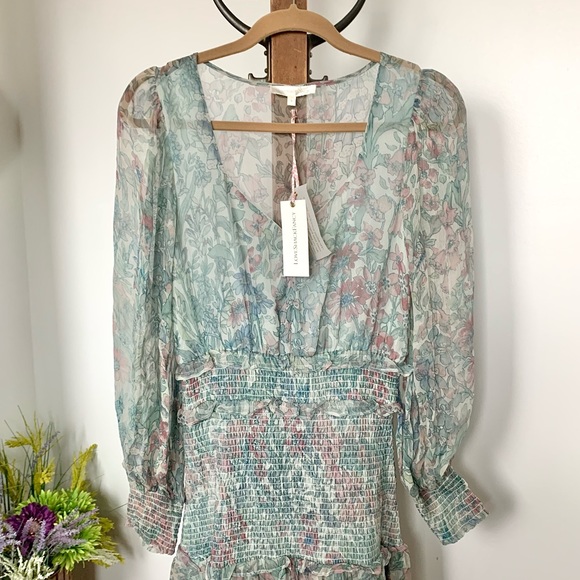 NWT LoveShackFancy Carrillo Asymetric Shirred Dress - Picture 10 of 16